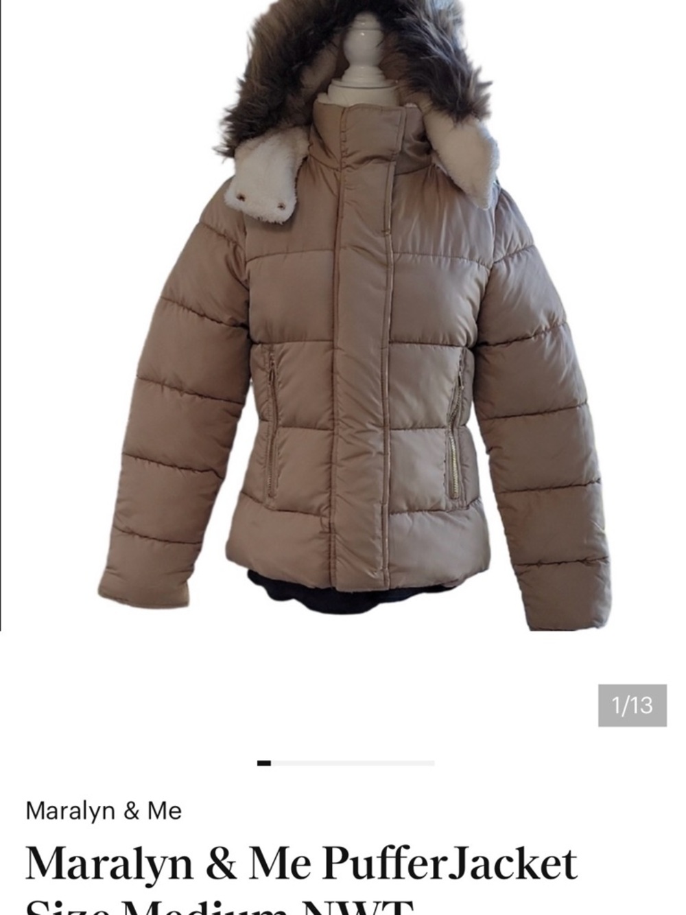 Maralyn & Me PufferJacket Size Medium NWT